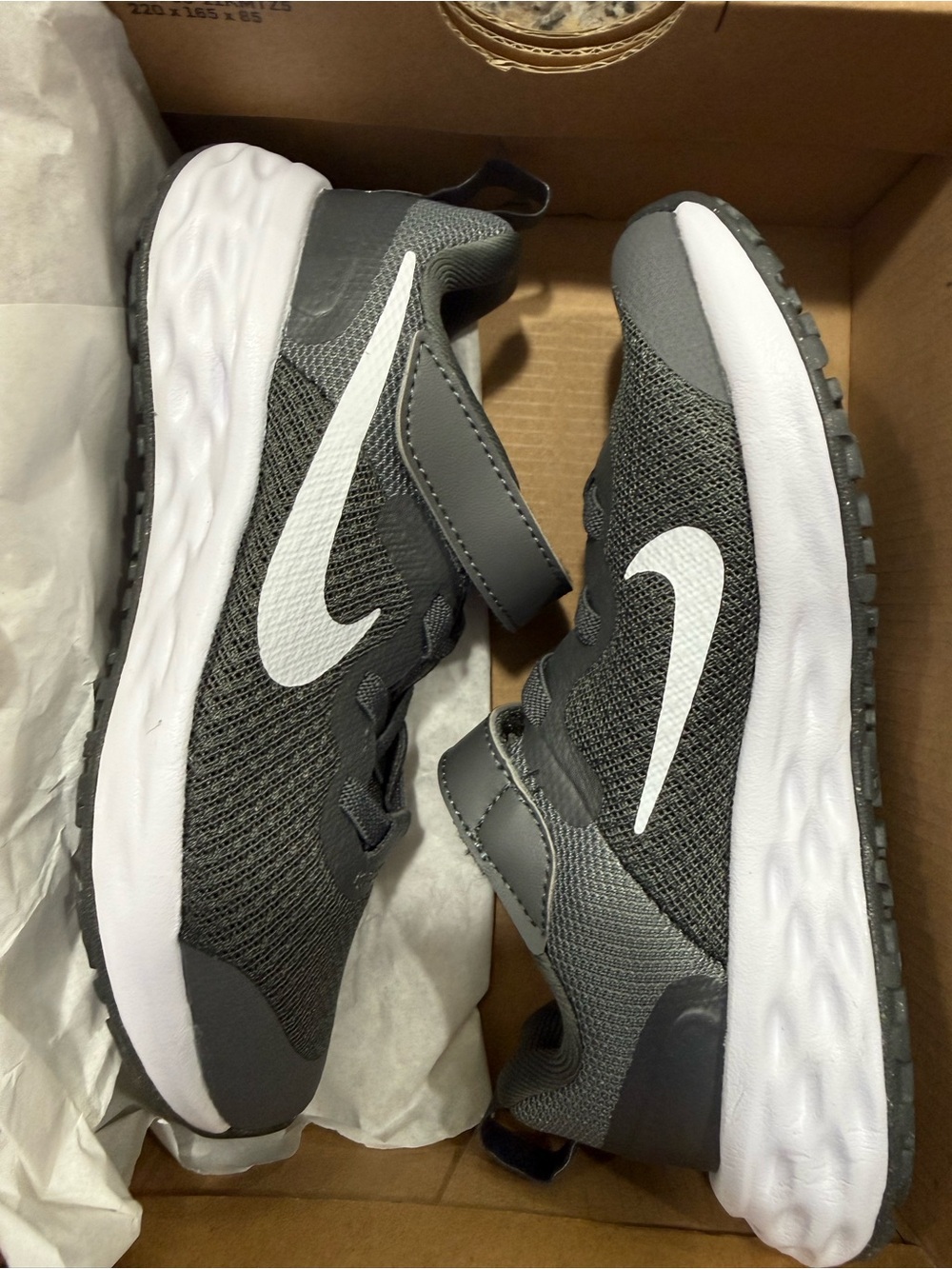 Nike Gray and White Boys' Athletic Sneakers